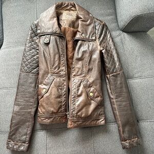 Zara brown leather jacket